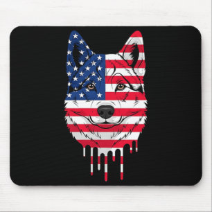 4th Of July Norwegian Elkhound Dog Aaamerican Flag Mouse Mat