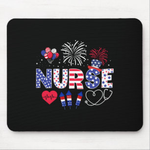 4th Of July Nurse American Flag Fourth Of July Nur Mouse Mat
