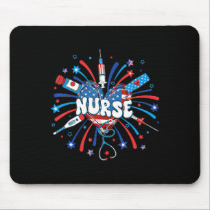 4th Of July Nurse American Flag Fourth Of July Nur Mouse Mat