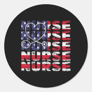 4th Of July Nurse American Flag Nursing Usa Patrio Classic Round Sticker