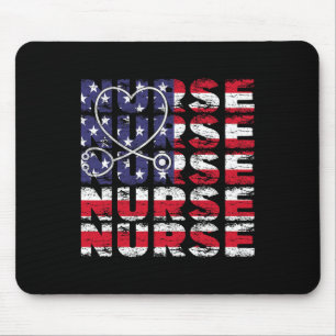 4th Of July Nurse American Flag Nursing Usa Patrio Mouse Mat