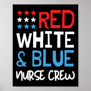 4th Of July Nurse Crew Scrub Tops Patriotic Nurses Poster