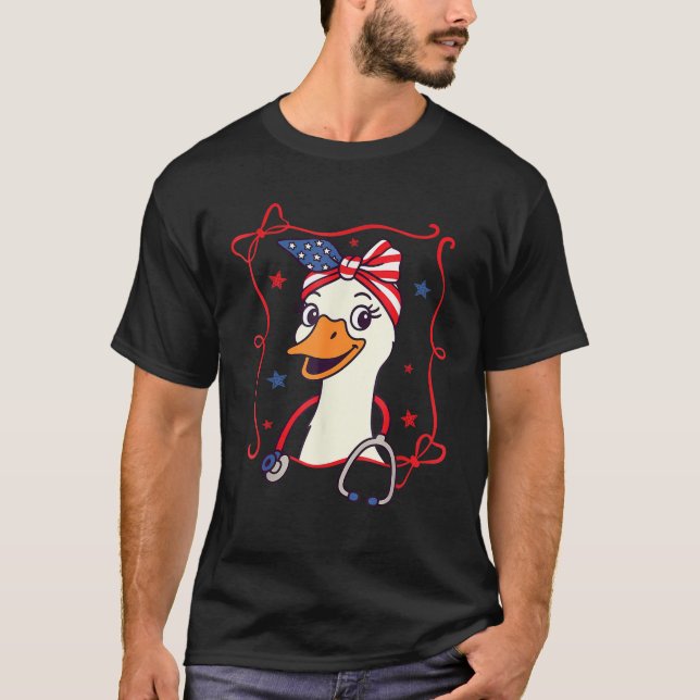 4th Of July Nurse Life Nursing Silly Goose Indepen T-Shirt (Front)