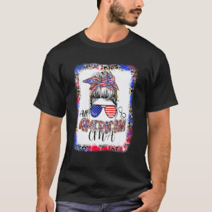 4th Of July Nurse Messy Bun Patriotic American Cma T-Shirt