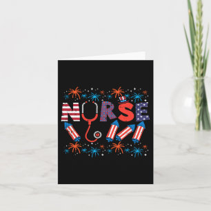 4th Of July Nurse Stethoscope Patriotic Scrub Top  Card