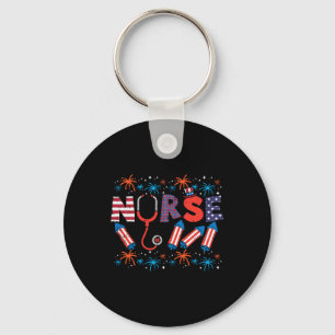 4th Of July Nurse Stethoscope Patriotic Scrub Top Key Ring