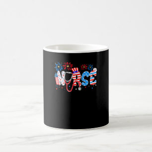 4th Of July Nursing For Women Stethoscope Nurse Gr Coffee Mug