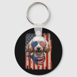 4th Of July Odle Dog Aaamerican Flag Usa Patriotic Key Ring