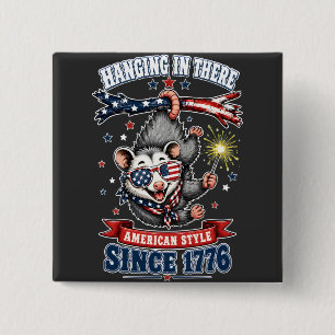 4th of July Opossum Hanging Button