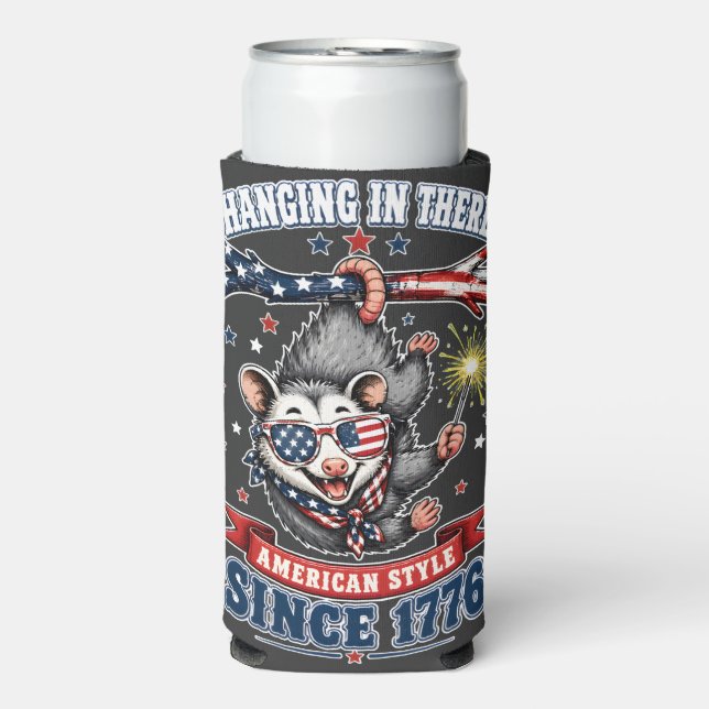 ​4th of July Opossum Hanging Can Cooler (Seltzer Front)