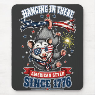 4th of July Opossum Hanging Mouse Pad