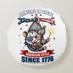 4th of July Opossum Hanging Round Pillow