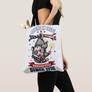 ​4th of July Opossum Hanging Tote Bag