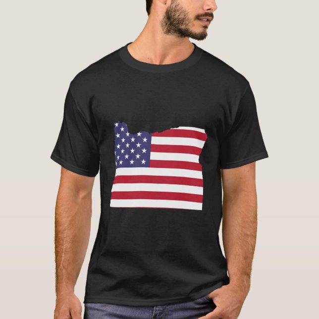4th Of July Oregon State American Flag Party  T-Shirt (Front)