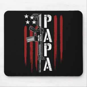 4th Of July Papa Dad Daddy Ar-15 Gun Patriotic Fat Mouse Mat
