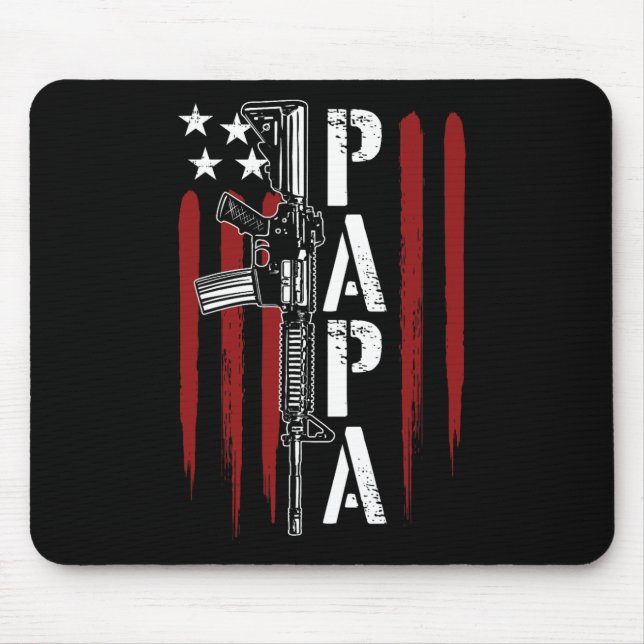 4th Of July Papa Dad Daddy Ar-15 Gun Patriotic Fat Mouse Mat (Front)