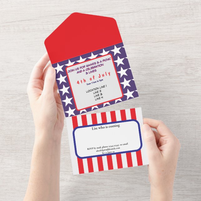 4th of July party  All In One Invitation (Tearaway)