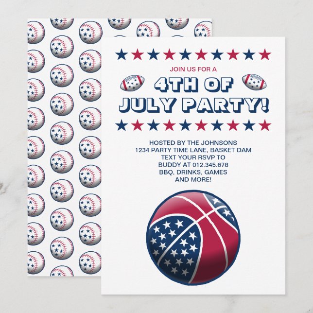 4th of July Party Balls Invitation (Front/Back)