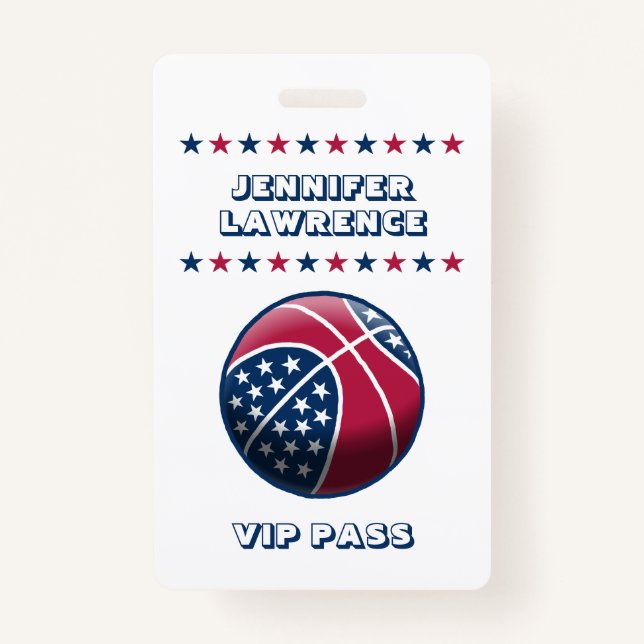 4th of July Party Basketball ID Badge (Front)