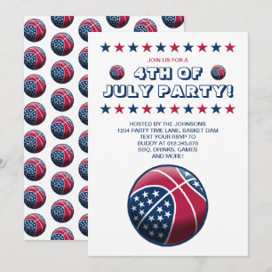 4th of July Party Basketball Invitation