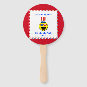 4th of July Party Cool Patriotic Emoji Hand Fan