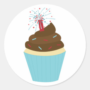 4th of July Party Cupcake Classic Round Sticker