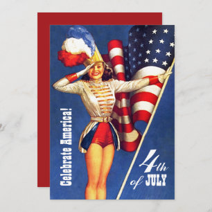 4th of July Party Event Retro Pin-Up Invitation