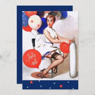 4th of July Party Event Retro Pin-Up Invitation
