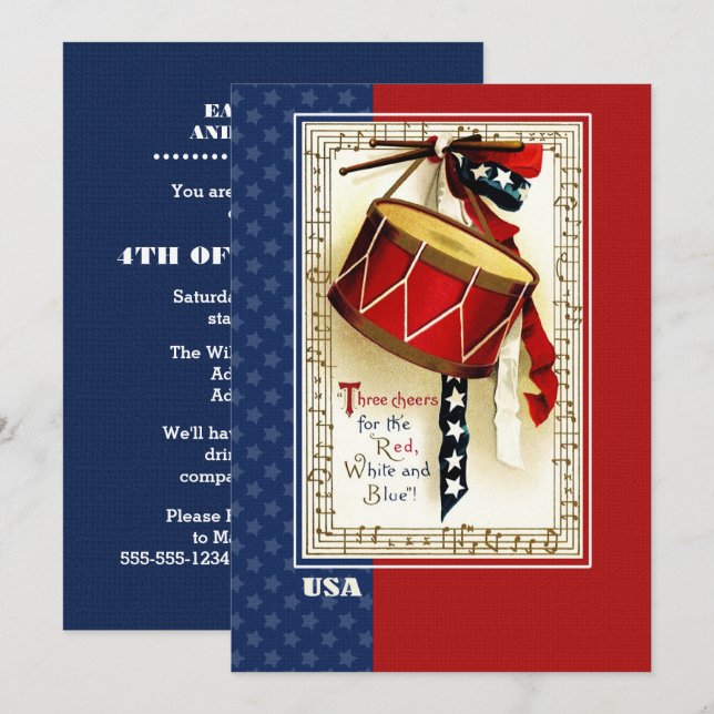 4th of July Party | Event Vintage design Invitation (Front/Back)