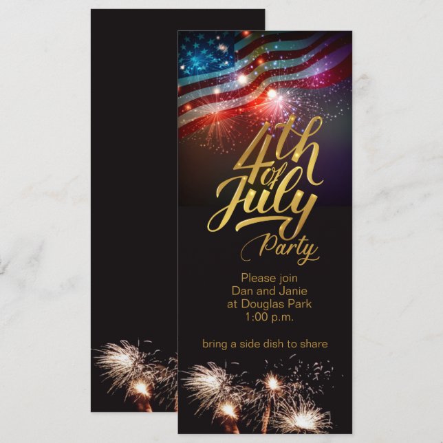 4th of july party fireworks invitation (Front/Back)