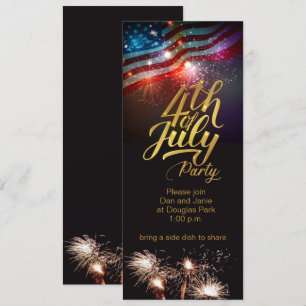 4th of july party fireworks invitation