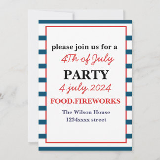 4th Of July Party happy independence day Invitation