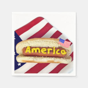4th of July party- hot dog on flag plate Napkin
