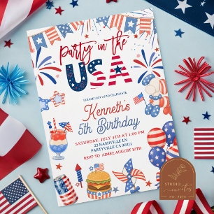4th of July Party in the USA patriotic birthday Invitation