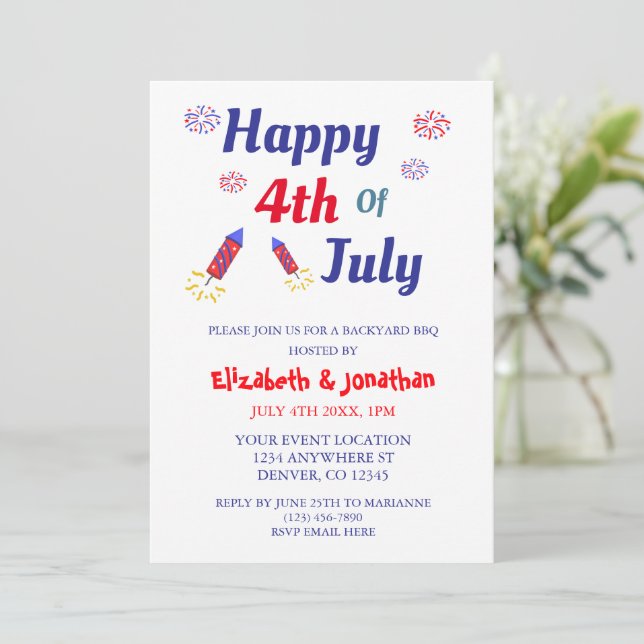 4th of July Party Invitation (Standing Front)