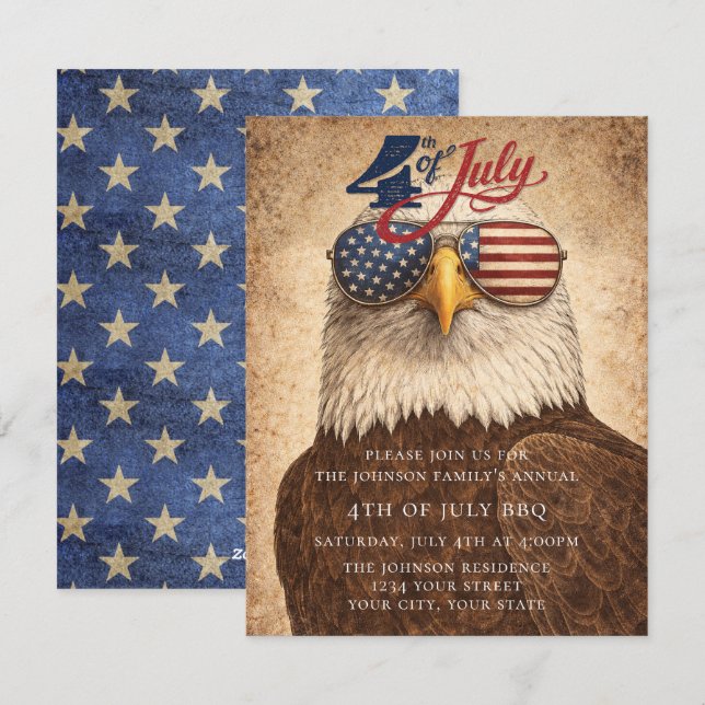 4th of July Party Invitation USA 250 Years (Front/Back)