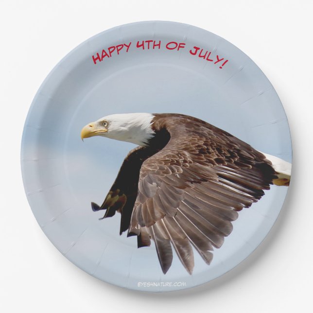 4th of July party paper plates with Bald Eagle (Front)