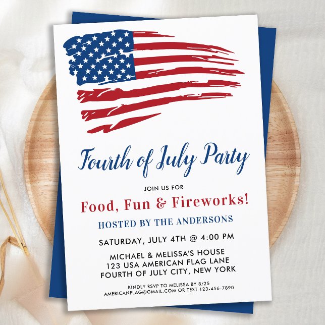 4th Of July Party Patriotic American Flag    Invitation (Creator Uploaded)