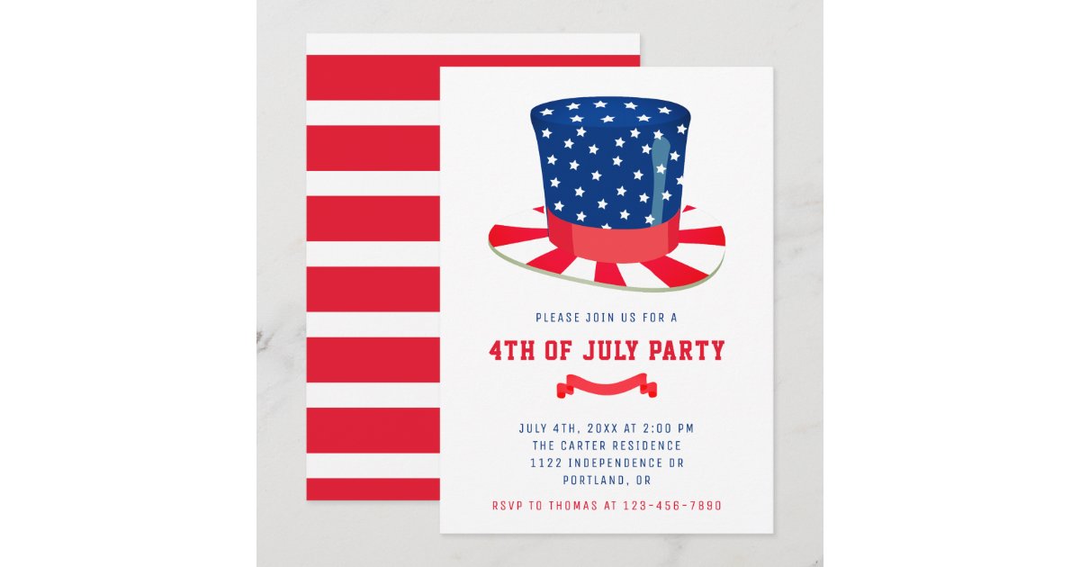 4th of July Party Patriotic BBQ Red White Blue Invitation | Zazzle