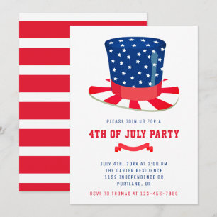 4th of July Party Patriotic BBQ Red White Blue Invitation