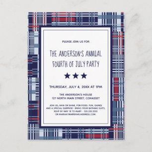 4th of July Party Patriotic Invitation Postcard