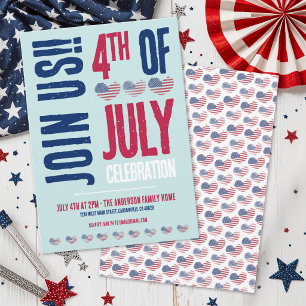 4th Of July Party Red White Blue Patriotic Invitation