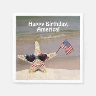 4th of July party starfish with flag Napkin