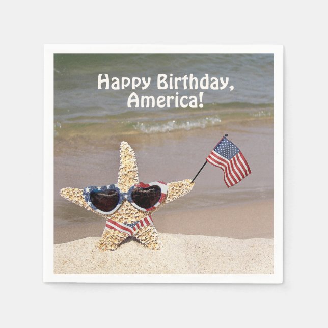 4th of July party starfish with flag Napkin (Front)