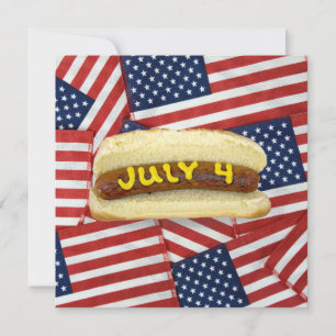 4th Of July Party with Hot Dogs  Invitation