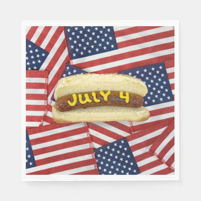 4th Of July Party with Hot Dogs  Napkin (Front)