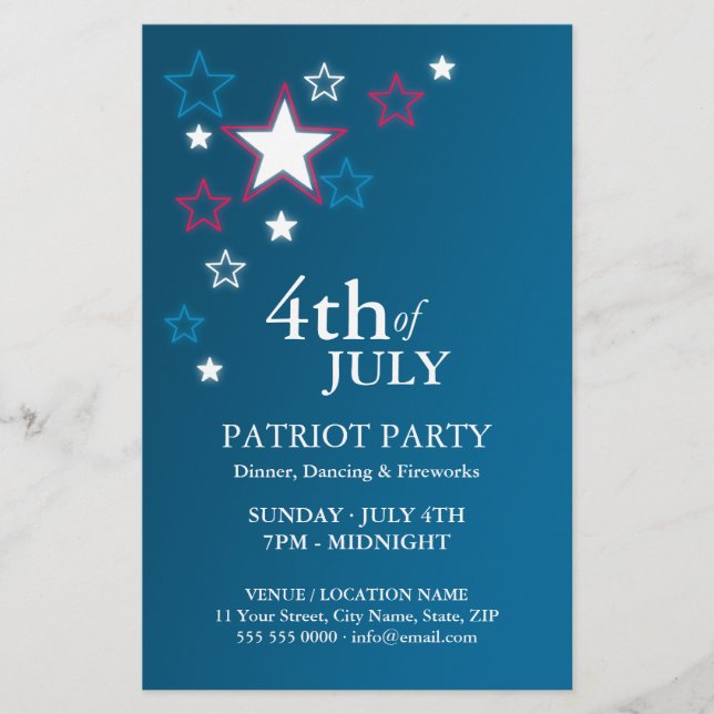 4th of July Patriot Party flyer (Front)