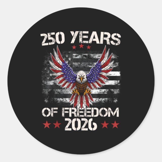 4th of july patriotic 250th anniversary 250 years4 classic round sticker (Front)