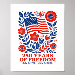 4th of July Patriotic 250th Anniversary 250 Years Poster