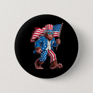 4th Of July Patriotic American Bigfoot Sasquatch U 6 Cm Round Badge
